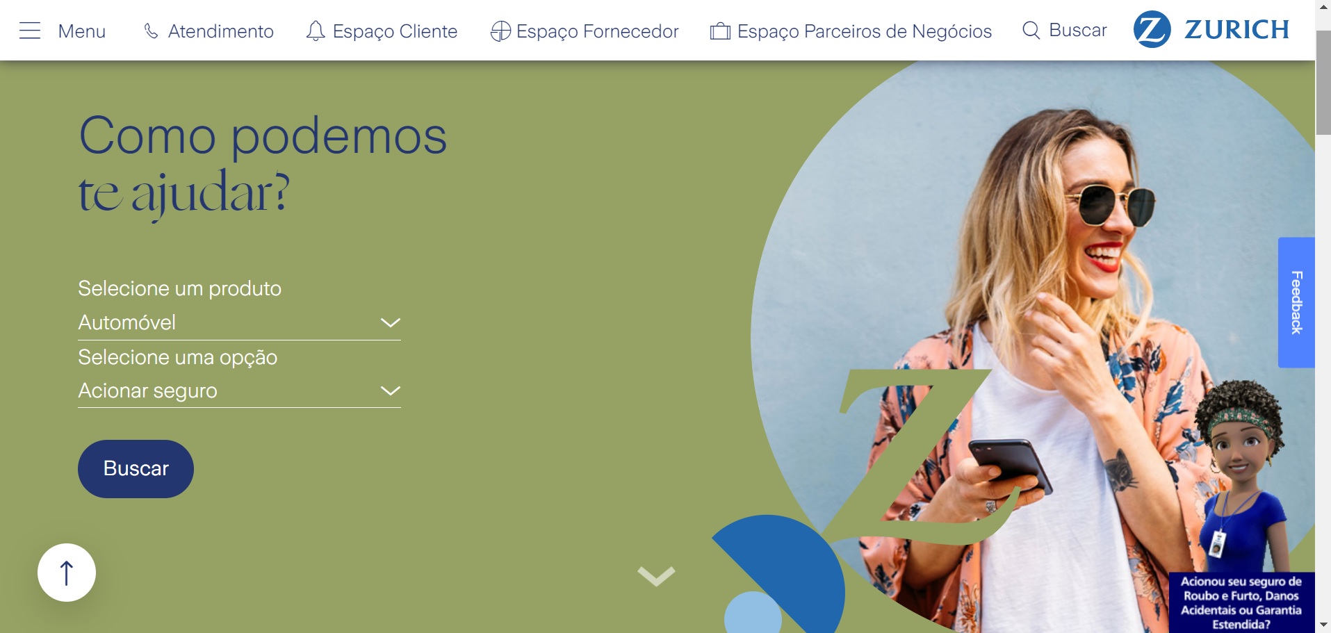 Site da Zurich está de cara nova, refletindo o novo posicionamento da marca