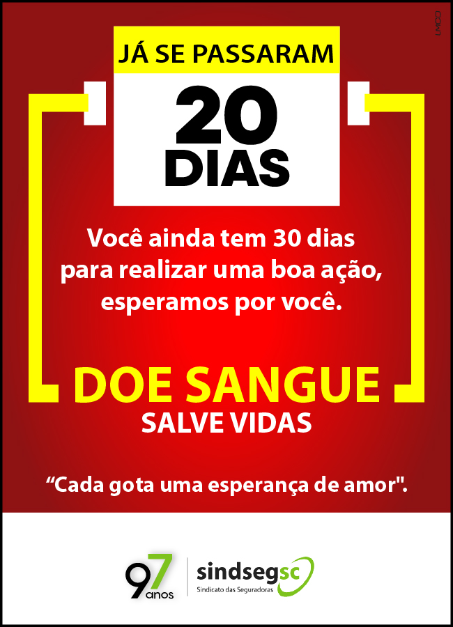 Já se passaram 20 dias de campanha, mas você ainda tem 30 dias para agendar sua doação