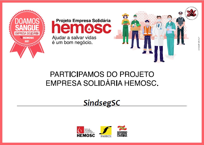 SindsegSC participa do projeto Empresa Solidária HEMOSC