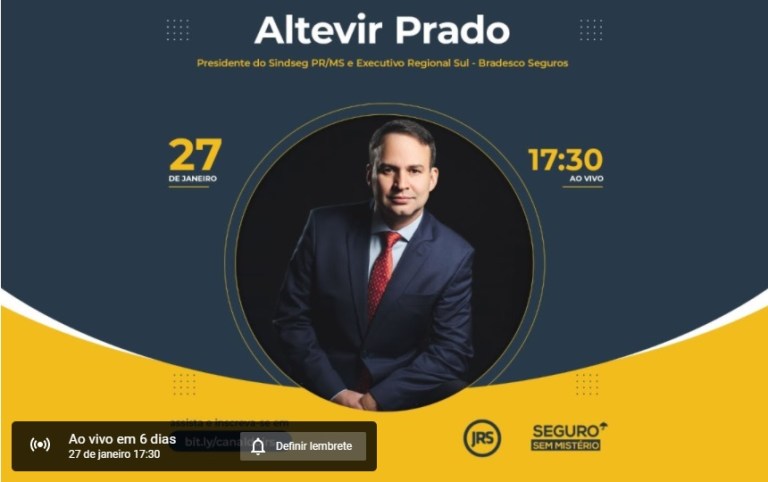 Presidente do Sindseg PR/MS Altevir Prado participa do Seguro Sem Mistério nesta quinta-feira