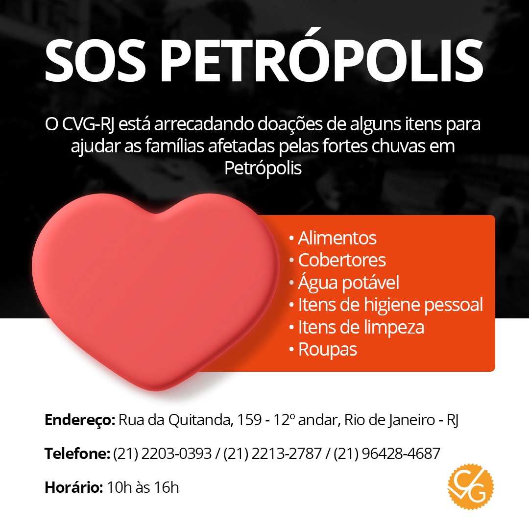 CVG-RJ na campanha SOS Petrópolis