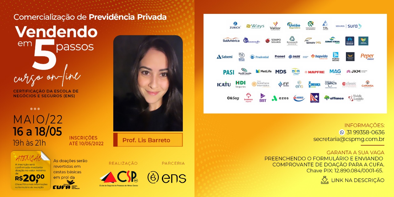 CSP-MG promove curso com o passo a passo para aumentar as vendas de previdência privada