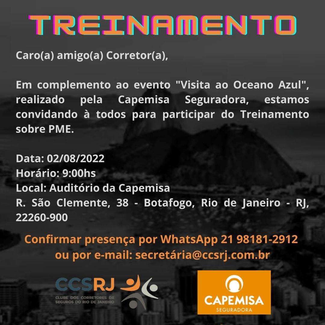 CCS-RJ E CAPEMISA: Últimas vagas para o treinamento para seguros PME