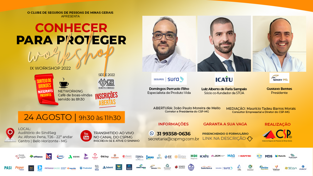 CSP-MG promove evento com as beneméritas Seguros Sura, Icatu e Sincor-MG