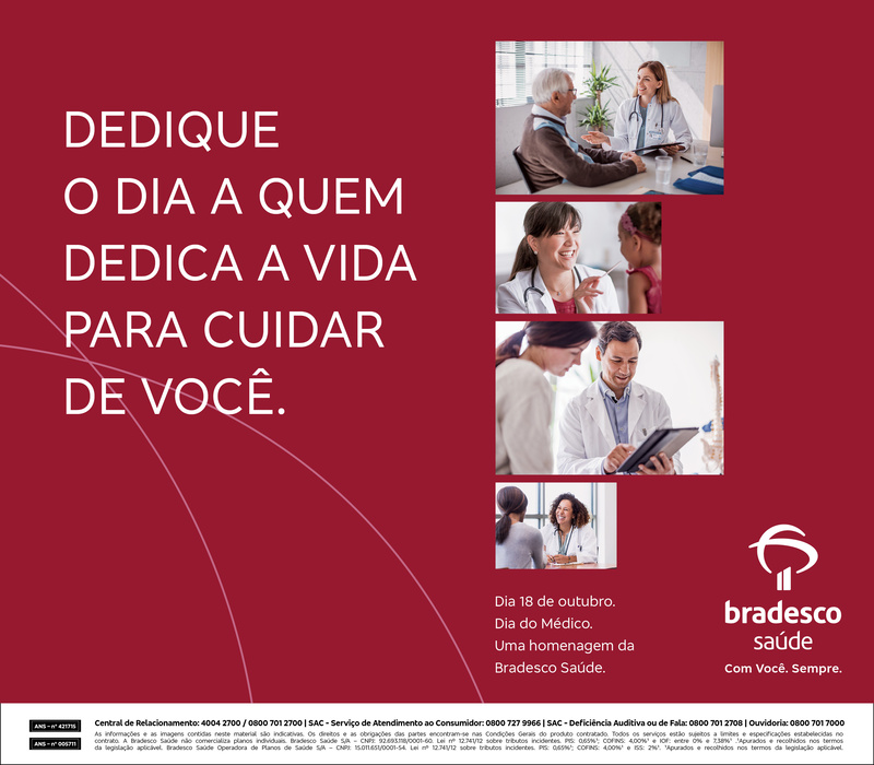No Dia do Médico, Bradesco Saúde homenageia estes profissionais com mensagem especial do merecido reconhecimento