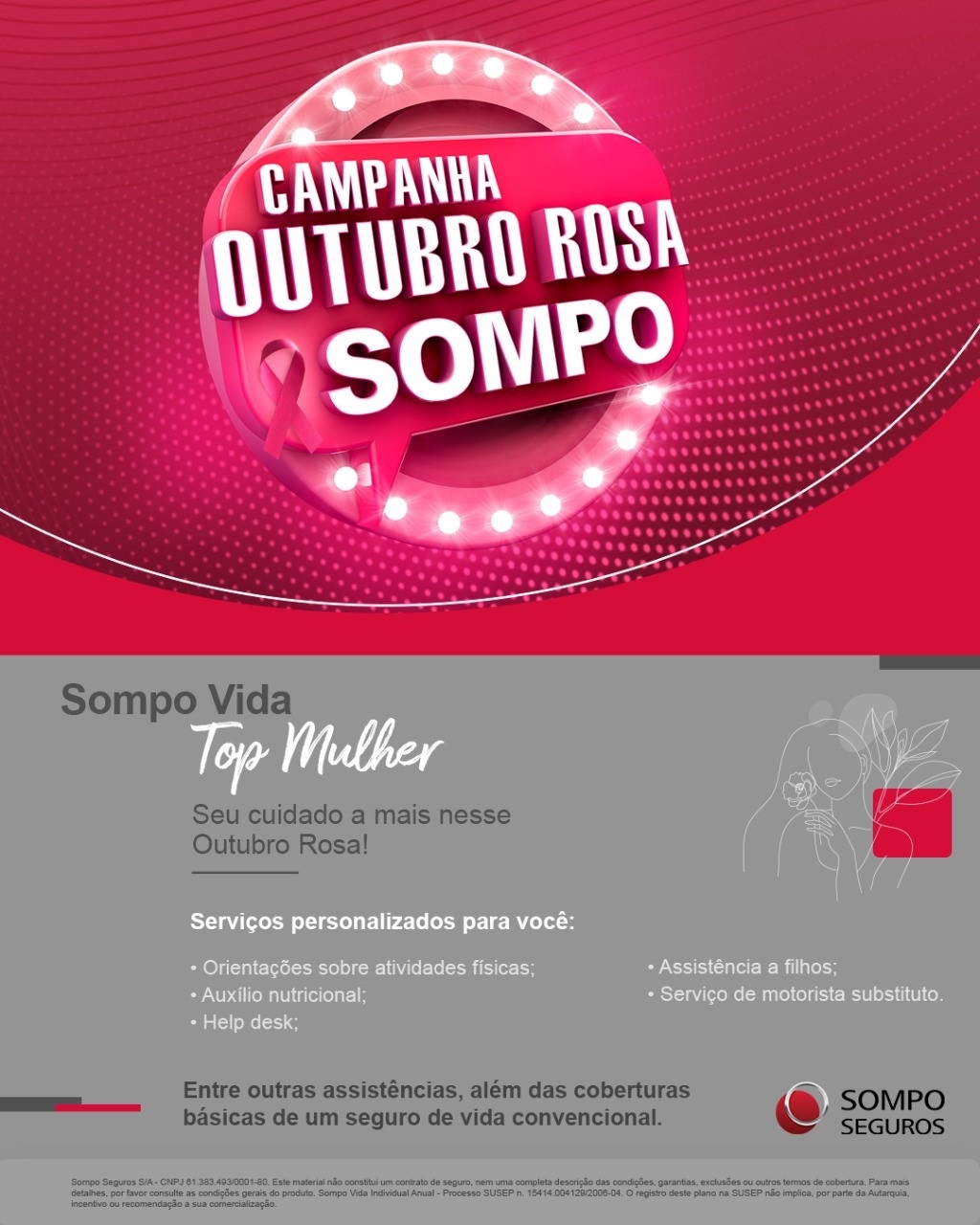 Sompo Seguros lança campanha Outubro Rosa que incentiva a contratação de seguro de vida exclusivo para mulheres