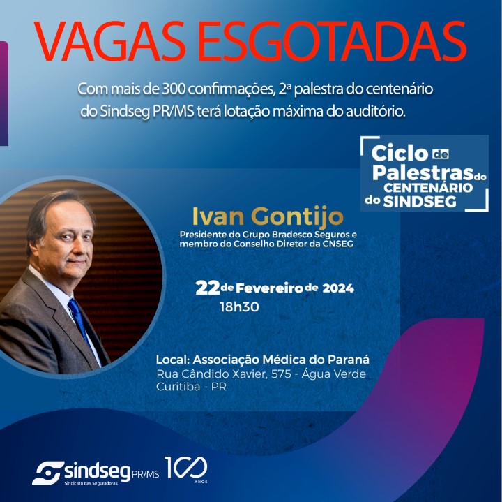 Grande evento nesta quinta-feira com palestra de Ivan Gontijo é uma das atrações dos 100 anos do Sindseg PR/MS
