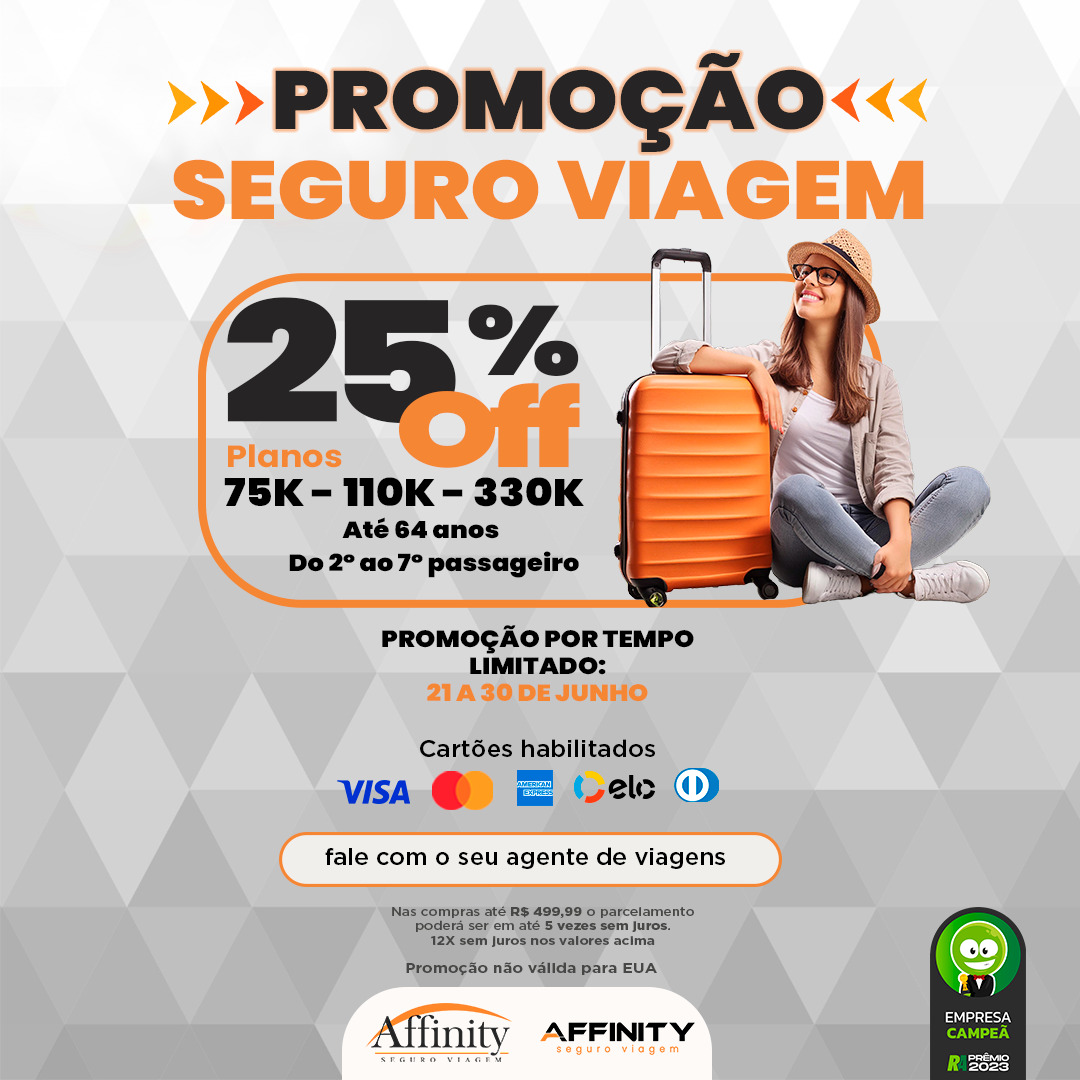 Affinity Seguro Viagem lança campanha para viagens em grupo com 25% de desconto