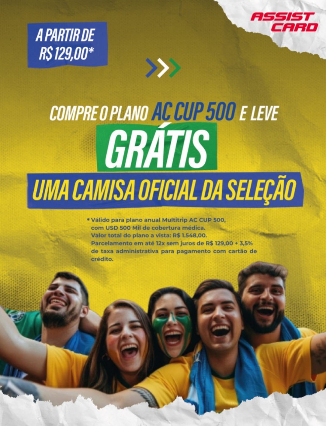 Assist Card vai premiar clientes com uma camisa oficial da seleção