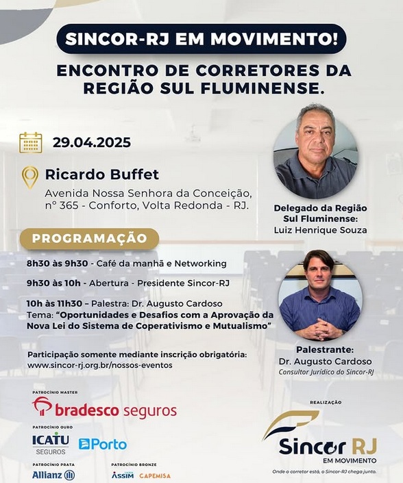 Sincor-RJ lança projeto itinerante com Encontro de Corretores em Volta Redonda