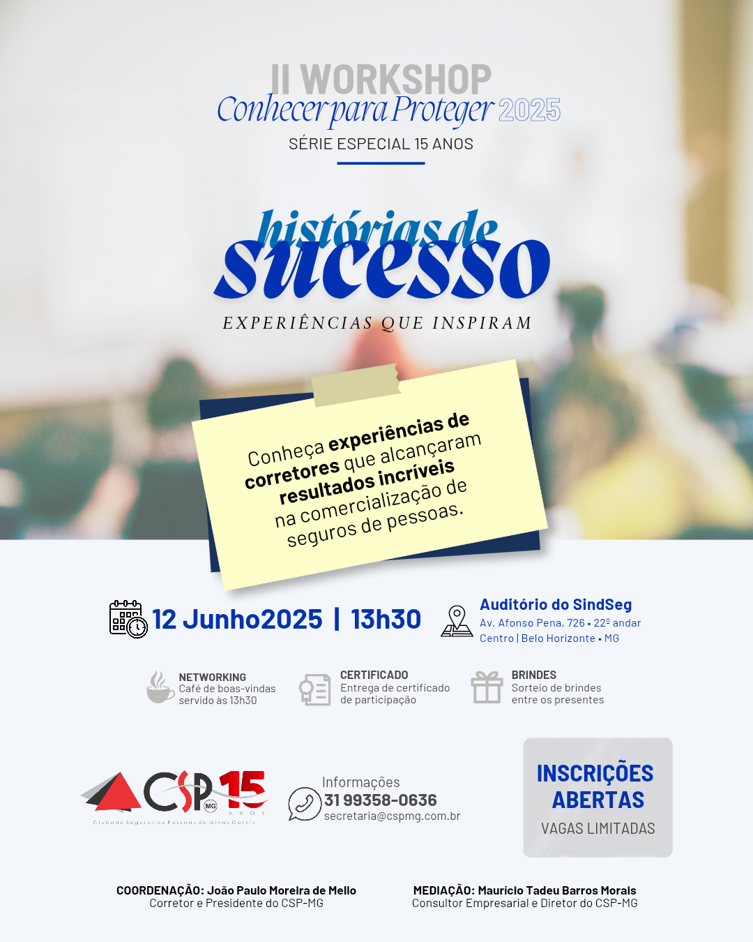 CSP-MG promove 2ª edição do workshop “Conhecer para Proteger” com foco em histórias inspiradoras