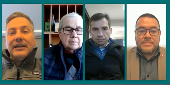 Bruno Barazzutti, CEO da Starken Insurance, Pedro Lopes, presidente de Honra da ABTC - Associação Brasileira de Logística, Transportes e Cargas, Rafael Mansur, CEO da Matrixcargo e Cargolift e Adriano Yonamine, diretor de transportes da Sompo.