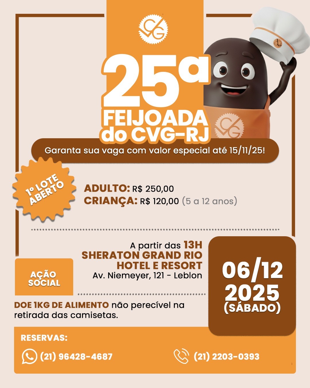 Tudo pronto para a Feijoada do CVG-RJ